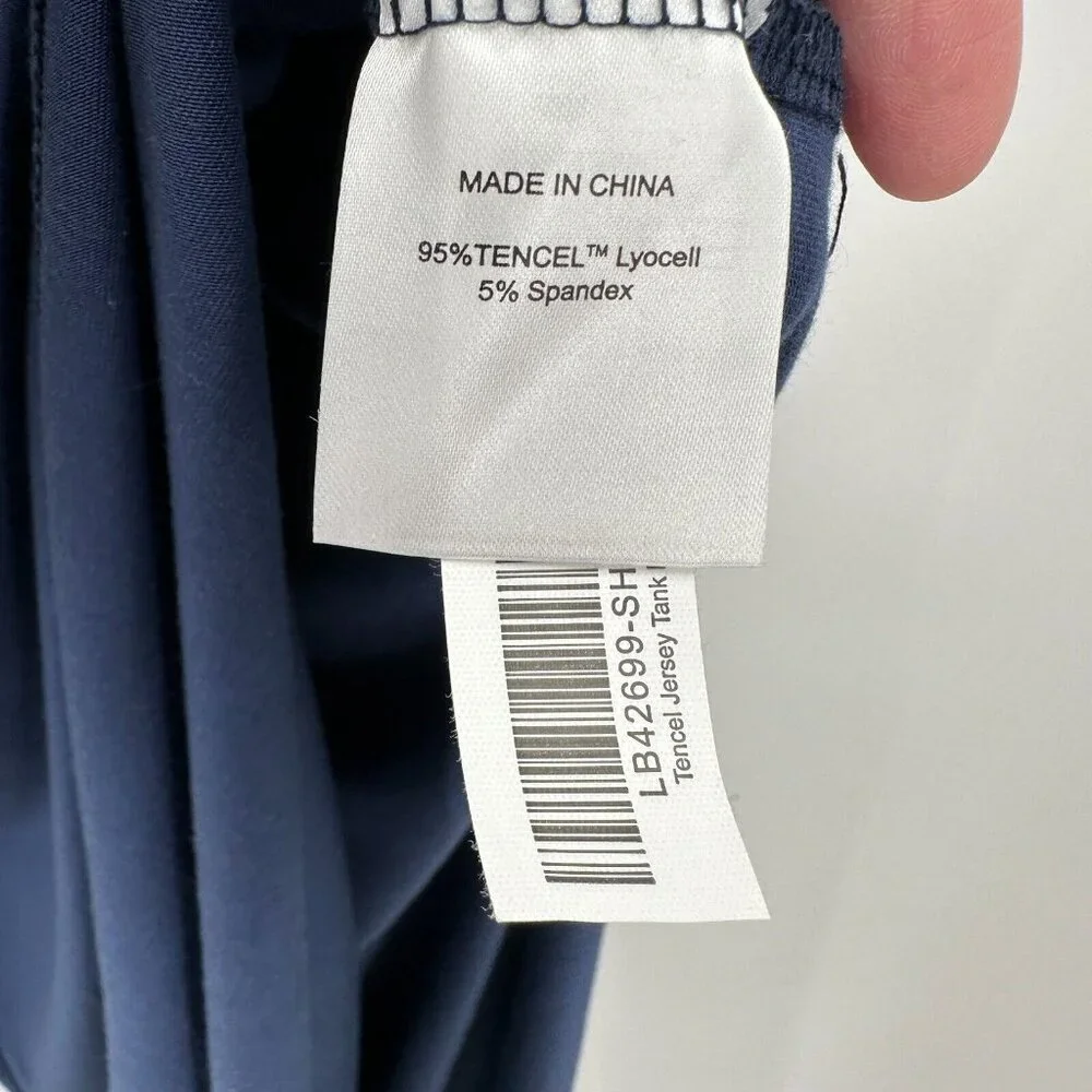 Quince Navy Blue Tencel Jersey Tank Maxi Dress sz S Women's Side Slit Sleeveless - Picture 3 of 6